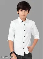 Solid Cotton Blend Spread Collar Polo Shirt for Boys 