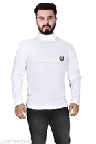 Woolen Solid Sweater for Men (White, M)