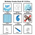 Racing Bike Theme 6th Happy Birthday Decoration Items For Girls, Multicolor, Pack of 112