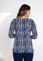 Rayon Printed Short Kurti for Women, Blue 