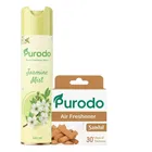 Purodo Air Freshener Spray 220ml Jasmine Mist + Air Freshner Block Sandal 50g