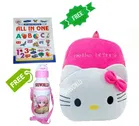Combo of Fabric School Bag, Water Bottle with All in One Book for Kids 