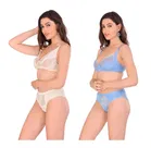 Cotton Blend Solid Non Padded Lingerie Set for Women 