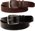 Faux Leather Belt for Men, Pack of 2, Black & Brown 