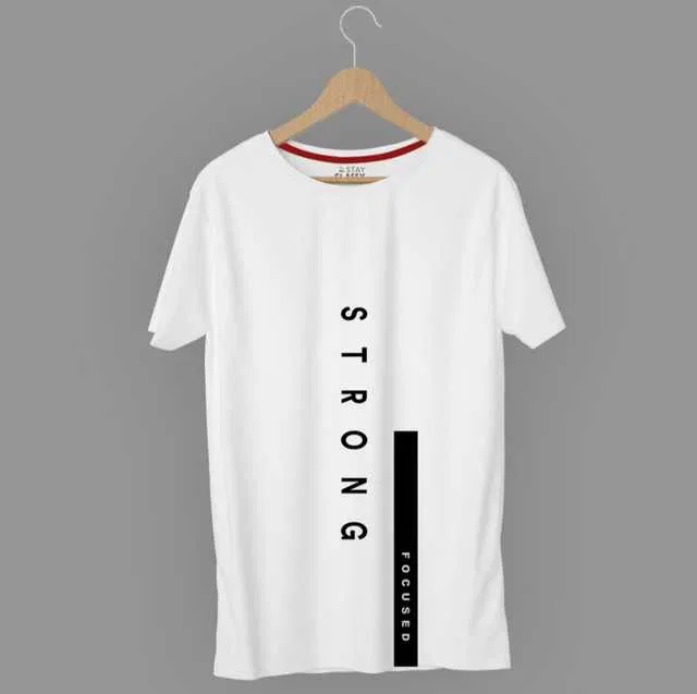 Ruggstar Casual Printed Round Neck T-Shirt For Men (White, M) (R-27)