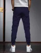 Polyblend Printed Trackpants for Men, Navy Blue & Black, Pack of 2 