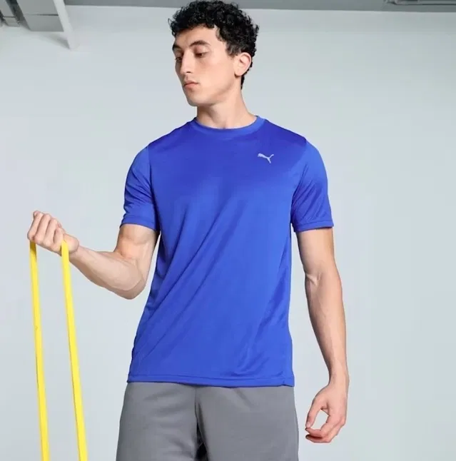 Gym & Sports Wear Round Neck T-Shirt for Men, Blue (M)