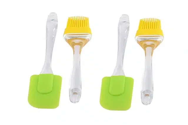 Spatula and Pastry Brush Set (Multicolor, Pack of 4)