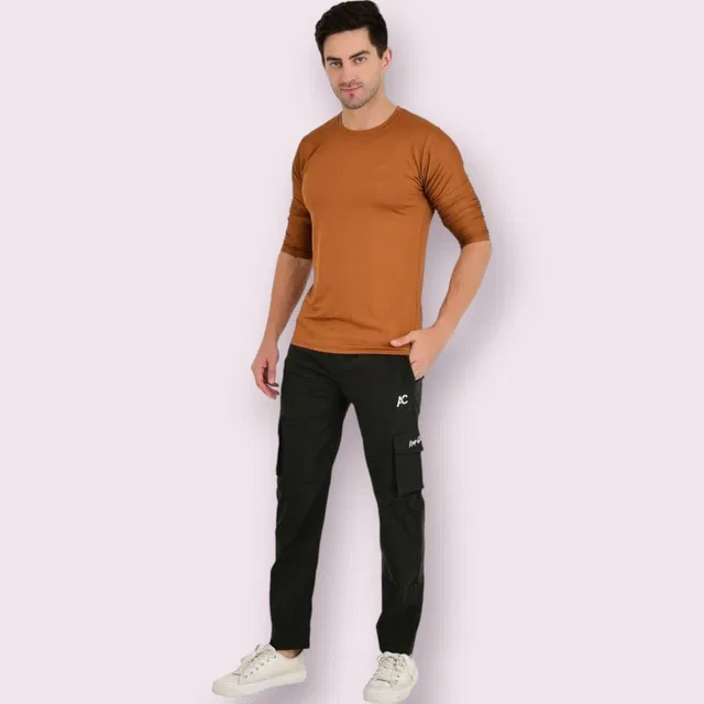 Lycra Nylon Logo Printed Track Pant for Men (Assorted, M)