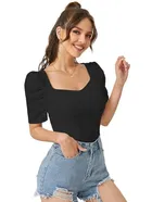 Sweetheart Neck Solid Top for Women 