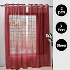 Sheer Plain Maroon Door Curtain 7ft Combo 