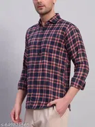 Cotton Blend Checked Shirts for Men, Multicolor 