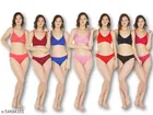 Cotton Blend Solid Lingerie Set for Women 