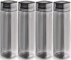 CELLO H2O Squaremate Unbreakable Plastic Water Bottle 1 Liter (Black, Pack of 4)