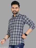 Polycotton Checked Shirts for Men, Blue 