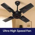 Maxotech Energise Ultra High Speed 24 Inch 600 mm 4 Blade Ceiling Fan, Anti Dust | Smock Black | Pack of 1