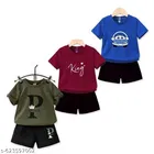 Cotton Blend Printed Clothing Set for Boys, Multicolour, Pack Of 3 