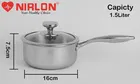 Stainless Steel Milk Pan with Glass Lid 