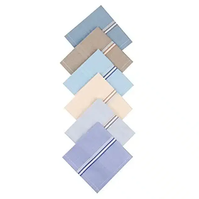 Cotton Blend Handkerchiefs for Men (Pack of 6) (Multicolor, 18x18 cm)