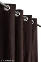 Polyester Blackout Plain Brown Door Curtain 7ft Pack of 1