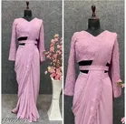 Georgette Embellished Saree For Women, Pink