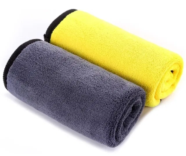 Neekshaa Microfiber Towel (Grey & Yellow, 40x40 cm, Pack of 2)