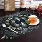 Grover Table Placemats for Kitchen/Dining Table Pack of 6 Black Damask