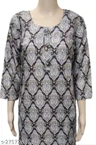 Cotton Blend Printed Kurti with Pant for Women 
