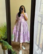 Rayon Printed Anarkali Kurti for Women (Purple, S)