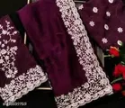 Georgette Embroidered Saree For Women, Purple