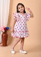 Cotton Blend Frock for Girls (White, 0-2 Months)