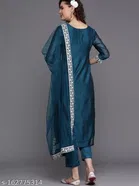 Viscose Rayon Embroidered Kurta with Pant & Dupatta for Women 