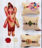 Synthetic 3 Pcs Rakhi with Ganesh ji Teddy 