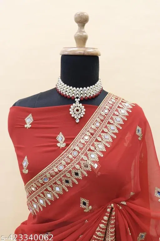 Red Saree for Women (Red)