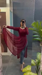 Georgette Solid Straight Kurti for Women 