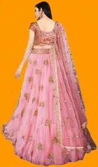 Net Embroidred Semi Stiched Lehenga Choli for Women 