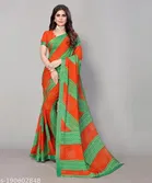 Georgette Printed Saree for Women, Green 