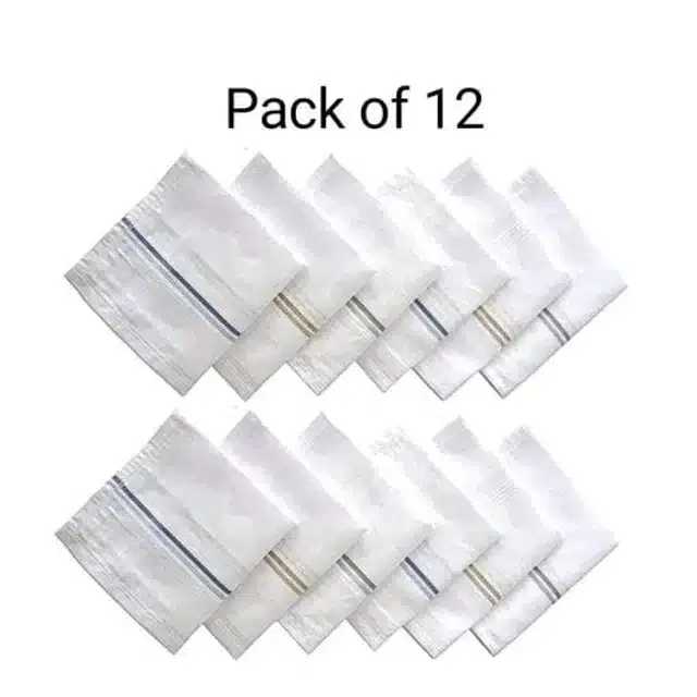 Cotton Blend Handkerchiefs for Men (Pack of 12) (White, 18x18 cm)