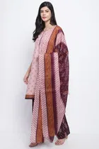Cotton Blend Printed Salwar Suit for Women 