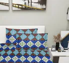 Arch Fab Blue Brown Geometry Double Bedsheet 88X90 Inch