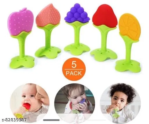 Yv Set Of 5 Silicon Teethers For Baby| Baby Teething Toys