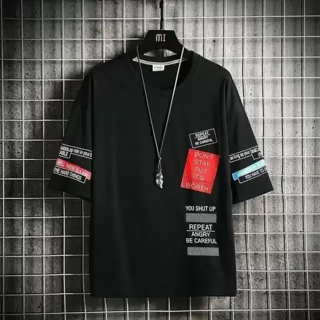 Round Printed T-shirts for Men (Black, L)