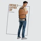 Gear Vintage 2 Anti Theft, 28L Water Resistant Faux Leather Laptop Backpack for Men & Women, Tan Black
