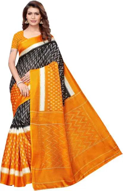 Yashika Designer Women's Saree Art Silk With Unstitched Blouse Piece (Mustard, 5.2M) (Y-185)
