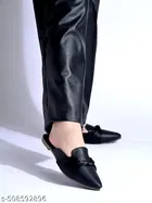 Pointed Toe Solid Synthetic Mules for Women 