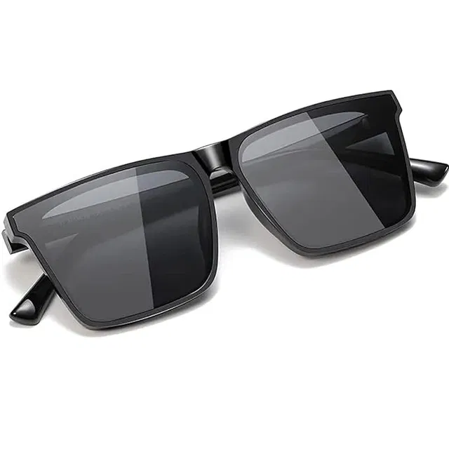 Plastic Square Shape Sunglasses for Men (Black)