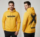 Fleece Printed Hoodie for Men, Yellow 