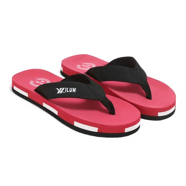 Solid Flip-flops for Men (Red, 9)