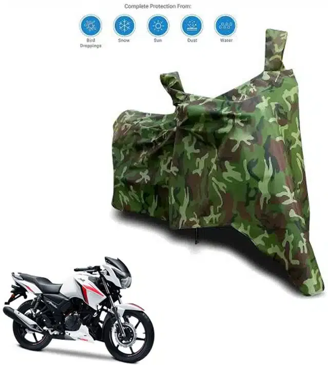 Waterproof & UV Protection Polyester Full Body Cover for TVS Apache RTR 160 (Green)