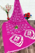 Linen Bandhani Saree for Women 